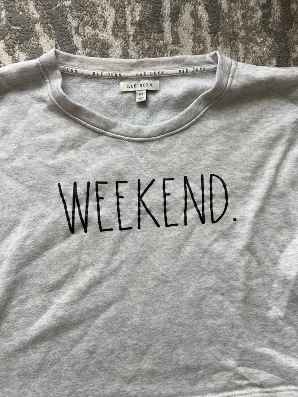 Rae Dunn Light Gray Sweatshirt with Black "WEEKEND." Print - Picture 2 of 6